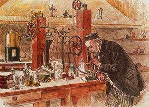 Louis Pasteur che sperimenta per la cura dell